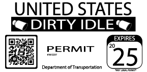 Dirty Idle Permit Window Sticker